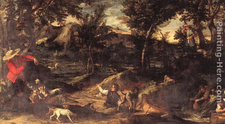 Hunting painting - Annibale Carracci Hunting art painting